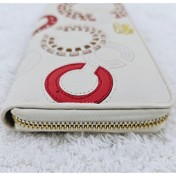 COACH F48920 Madison Whipstitch Woven Logo Leather Acordion Zip-Around Wallet - Picture 6 of 12